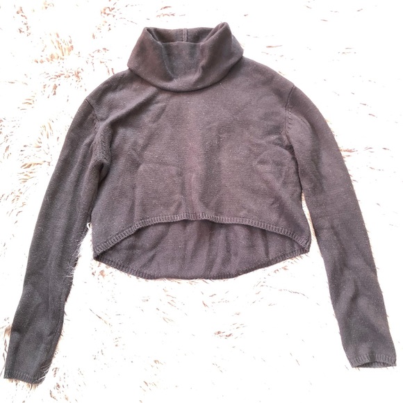 Showpo Black Frostbite Crop Top Sweater with Cowl Neck, Size S - Picture 2 of 5